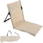Beach Lounger Chair, Folding Beach Lounge Chair Oversized Zippered Pocket Shoulder Strap 600D Oxford Cloth with Back Support for Outdoor Camping (Khaki)