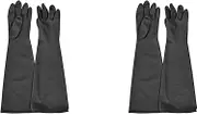 Mellisso 2X Blast Rubber Gloves for Sandblasting Sandblaster Sand Blast Cabinet Sandblasting Gloves SandBlaster Parts 60cm Black