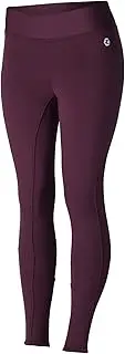 [HORZE] Active Women's Winter Fleece-Lined Silicone Knee Patch Equestrian Riding Tights - Eggplant Dark Purple - 28