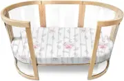 Babyhood Amani Bebe Organic Jersey Cotton Oval Fitted Sheet, Vintage Floral