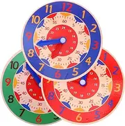 KONTONTY 3pcs Wooden Clock Color Sorting Cognition Educational for Early Learning Safe Lightweight Material for Home School Interactive Play