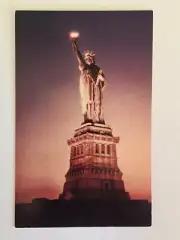 Vintage Unused Statue Of Liberty Postcard New York City Sunset