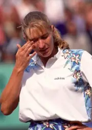 Steffi Graf of Germany is emotional after defeating Arantxa Sanche- Old Photo