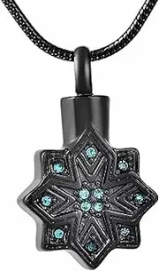 DOTUIARG Crystal Snowflake Shape Stainless Steel Keepsake Cremation Urns Jewelry Pendant Hold Ashes Necklace