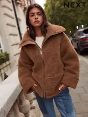 Tan Brown Teddy Borg Jacket (E13692) | $70