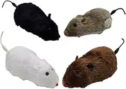 PEPLAYTAL 4pcs Clockwork Mouse Kitten Interactive Cat Pet Interactive Cats Wind up Mice Indoor Furry Plush Spring Plush