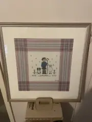 Scottish Boy With Lamb, Hand Stitched & Framed cross stitch