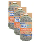 3x White Magic Double-Sided Dish Washing Up Pad Cleaning Sponge Scrubbing Olive