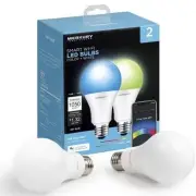 Merkury Innovations A21 smart multicolour led wifi bulb 75watt dimmable 2-pack