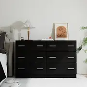 6 Chest of Drawers VEDA Black Storage Furniture Bedroom Organizer Modern Design