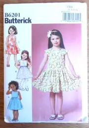 NEW Butterick Pattern B 6201 Girls' sz 2-5 Dress with Variations