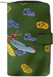 [LQPMNK] PU Leather Wallet, Colorful Dragonfly Print Wallet with Multiple Slots Elegant Wallet Business Wallet Travel Wallet Bifold Wallet, style, 19.7x11x3.5cm, Minimalist
