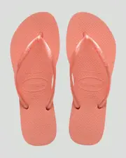 [Havaianas] Havaianas Girls' Kids' Slim Metallic Flip Flops Slippers in Peach Rose Pink Size 31/32 31/32 Peach Rose Pink