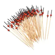 Bamboo Cocktail Toothpicks Red Pearl Bead Drink Picks Skewer 200Pcs Black Sticks