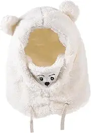 [TINEASUR] Warm Hat Plush Bear Beanies for Outdoor Animal Headwear Women's Fashion Hat White