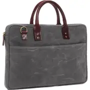 ONA The Kingston 15'' Laptop Briefcase Canvas Leather Camera Shoulder Bag Smoke