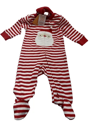 Carter's Just One You Santa Red Stripe One Piece Romper Footed Sleeper 6 Months