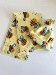 Handmade Fleece winter Scarf & Hat Set for kids and adults - Happy Bees