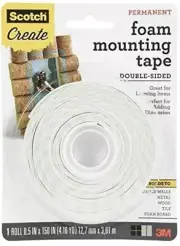 Scotch Foam Mounting Tape 1/2-in x 150-in White 1-Roll