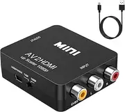 RCA to HDMI,AV to HDMI Converter, 1080P Mini RCA Composite CVBS Video Audio Converter Adapter Supporting PAL/NTSC for TV/PC/ PS3/ STB/Xbox VHS/VCR/Blue-Ray DVD Players