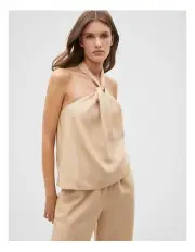 [Seed Heritage] Linen Halter Top in Nougat