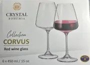 Bohemia Royal Crystal Czech 6x Wine Glasses 450ml/15oz Decanter 1500ml/52 fl.oz