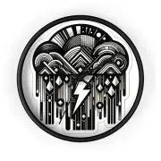 Home Decor Wall Clock Art Deco Geometric Thunderstorm Rainy Day Gloomy Fun Gift