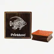 4x4 Inch Square Wooden Rubber Stamp with Fish Pattern for Scrapbooking