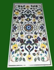 Marble Dining Table Top Natural Gemstone Inlay Work Kitchen Table for Home Decor