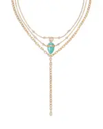Ettika Turquoise Solstice Turquoise & Cubic Zirconia Convertible Layered Lariat Necklace, 15-19