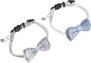 ERINGOGO 2pcs Cat Collars with Bells: Adjustable Bowtie Collar for Kittens Fashion Cat Supplies Pet Neck Decor Supplies Pets Accessories