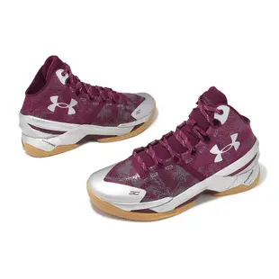 Under Armour 籃球鞋 Curry 2 Retro 酒紅 銀 UA 男鞋 高筒 ACS 3026052601