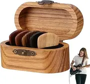 Wooden Guitar Picks and Case Include 5PCS Guitar Plectrums Personalized Guitar Pick Wood Ukulele Picks Guitar Pick Case for Home Cafe Decorations
