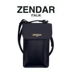 【ZENDAR】限量3折 頂級小牛皮十字紋手機包 全新專櫃展示品_黑色