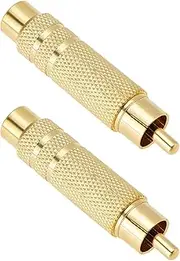 2pcs RCA to 6.35mm Adapter RCA Male Plug to 1/4 Inch TS Female Audio Converter for Microphone Amplifiers Speaker 50mm(Gold Plated)