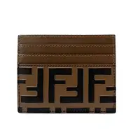 在飛比找Yahoo奇摩購物中心優惠-FENDI 品牌FF logo壓紋皮革卡片夾(8M0445-