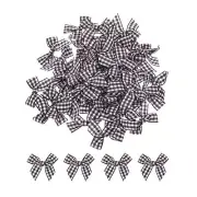 100Pcs Mini Gingham Ribbon Bow 1.5" Checkered Fabric Satin Ribbon Bows for Cr...