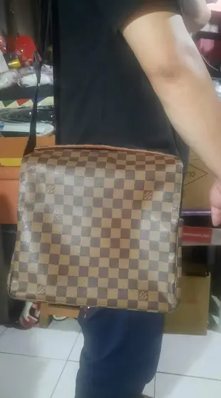 LOUIS VUITTON LV N45255 咖啡色 棋盤格紋 上釦 書包 斜背包