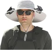 [Generic] Solar Fan Hat with Fans Solar Power,Wide Brim S olar Powered FanHat for Men and Women Fishing,USB Charging