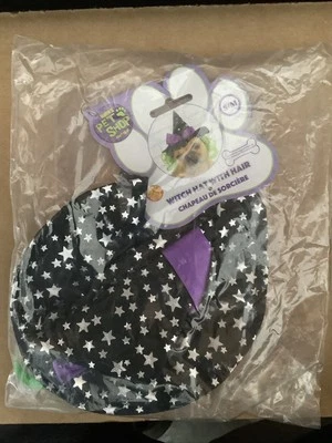 Witch Hat w/Hair Wicked Fancy Dress Up Halloween Pet Dog Cat Costume Accessory