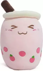Cute Boba Plush 13.7 Inch, Kawaii Bubble Tea Pillow for Boys Girls, Soft