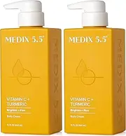 Medix 5.5 Vitamin C Cream W/Turmeric For Face And Body. Firming & Brightening Cream For Age Spots, Dark Spots & Sun Damaged Skin. Anti-Aging Cream Infused W/Vitamin E, Ginger, Ginseng. (Two - 15 Oz)