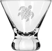 8 oz Stemless Martini Cocktail Glass Glassware Cosmopolitan Margarita Sea Turtle