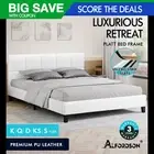 ALFORDSON Bed Frame Queen Double King Single Base Wooden Slats Leather White