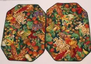 Placemat Table Linens Suzanne American Hunter Harvest Autumn Set of 8 Vtg 1990s