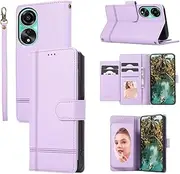[YocoverTech] for Oppo A78 5G Case,for Oppo A78 5G Wallet Case[5 Card Slots+a Pocket+Mirror] PU Leather Folio Flip Magnetic Cover-Purple