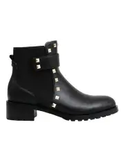 [Belle & Bloom] City Lights Black Leather Ankle Boot