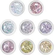 PERCEA Nail Sequins，8 Boxes Glitter Nail Art Sequins Nail Art Sticker for Nail Art Decoration Nail Face Body Eyes Make Up DIY