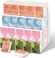 120 Pack 840 Sheets Bible Theme Pocket Tissues Travel Pack Facial Tissue Bulk Scripture 3 Ply Slim Pack Wallet Size Prayer Inspirational Tissue for Religious Christian Gifts (Bright Color)