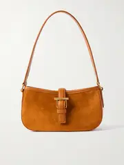 [MCQUEEN] MCQUEEN - T-bar Mini Leather-trimmed Suede Shoulder Bag - Light brown - One size One size Brown